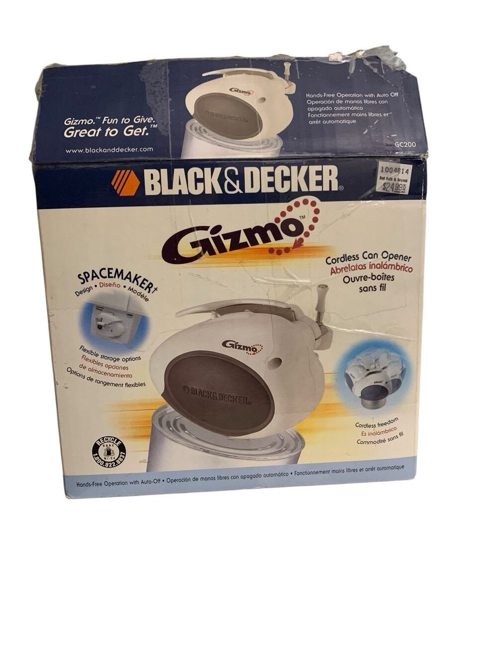 Black & Decker Gizmo GC200 Cordless Electric Can Opener Spacemaker White Kitchen